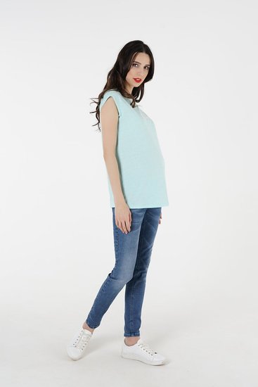 Удобные джинсы для беременных синего цвета