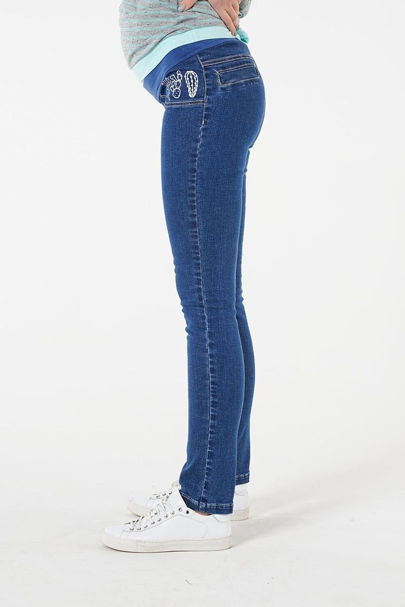 Стрейчові джинси для вагітних з грайливим принтом
