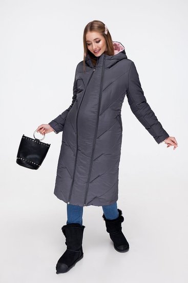 Стильная зимняя двусторонняя куртка для беременных