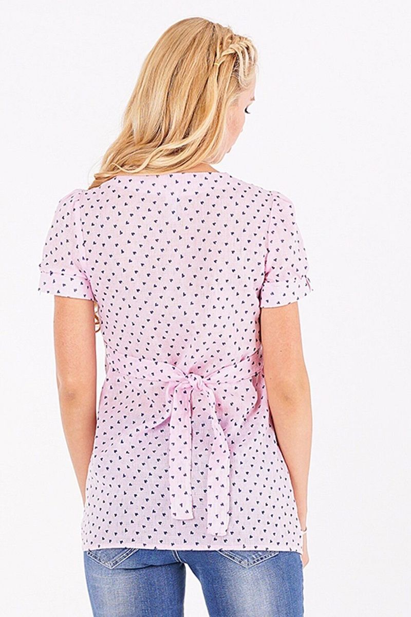 Розовая блуза для беременных и кормящих с короткими рукавами